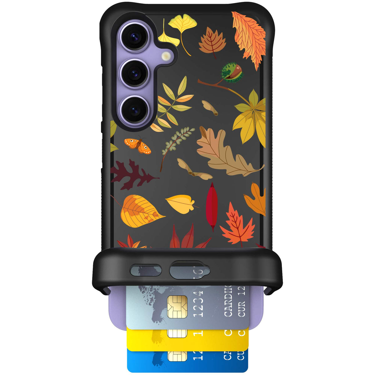 Autumn Leaves multicolored fall foliage pattern on a charcoal scoochzza Wingmate case for Galaxy S24