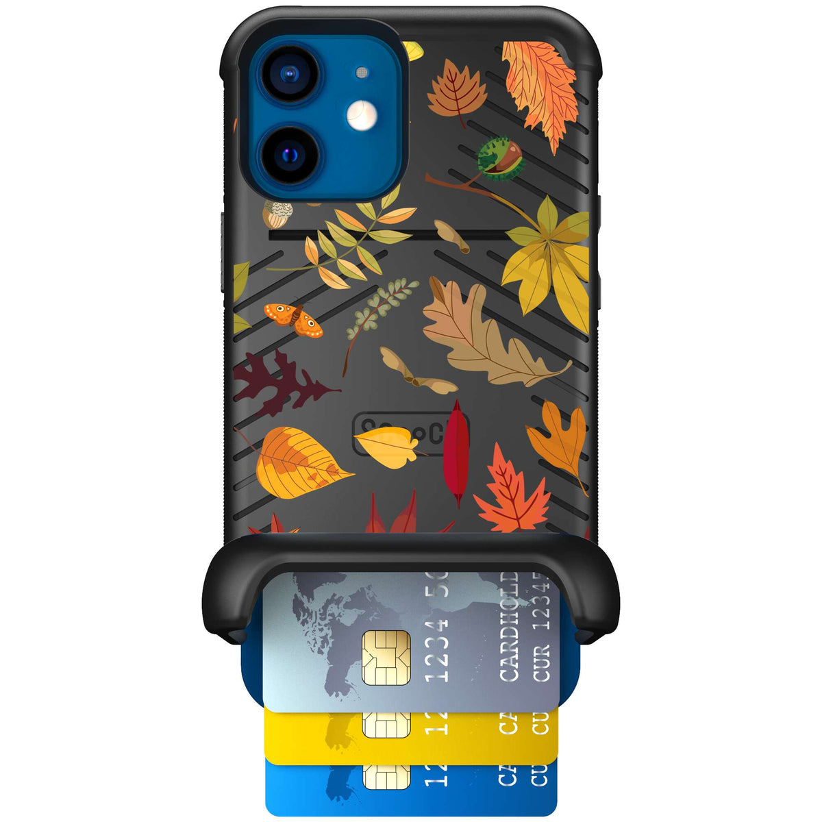 Autumn Leaves multicolored fall foliage pattern on a charcoal scoochzza Wingmate case for iPhone 12 mini