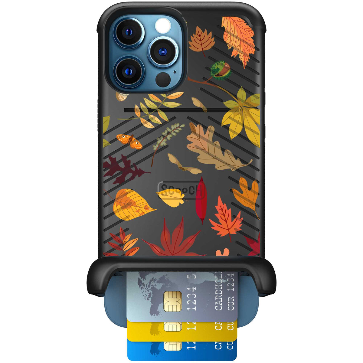 Autumn Leaves multicolored fall foliage pattern on a charcoal scoochzza Wingmate case for iPhone 12 Pro Max