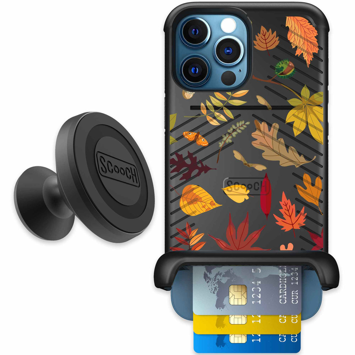 Autumn Leaves multicolored fall foliage pattern on a charcoal scoochzza Wingmate case for iPhone 12 Pro Max - Starter Bundle