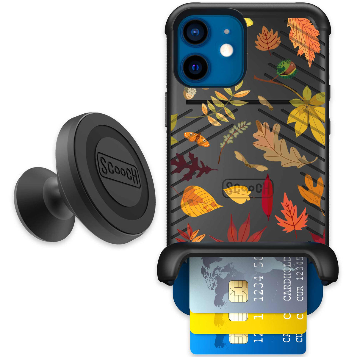 Autumn Leaves multicolored fall foliage pattern on a charcoal scoochzza Wingmate case for iPhone 12 - Starter Bundle