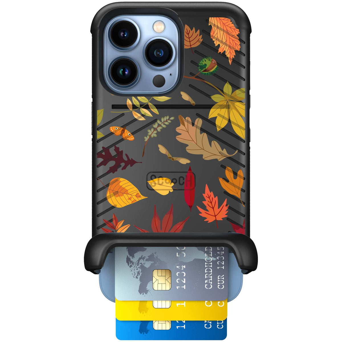 Autumn Leaves multicolored fall foliage pattern on a charcoal scoochzza Wingmate case for iPhone 13 Pro