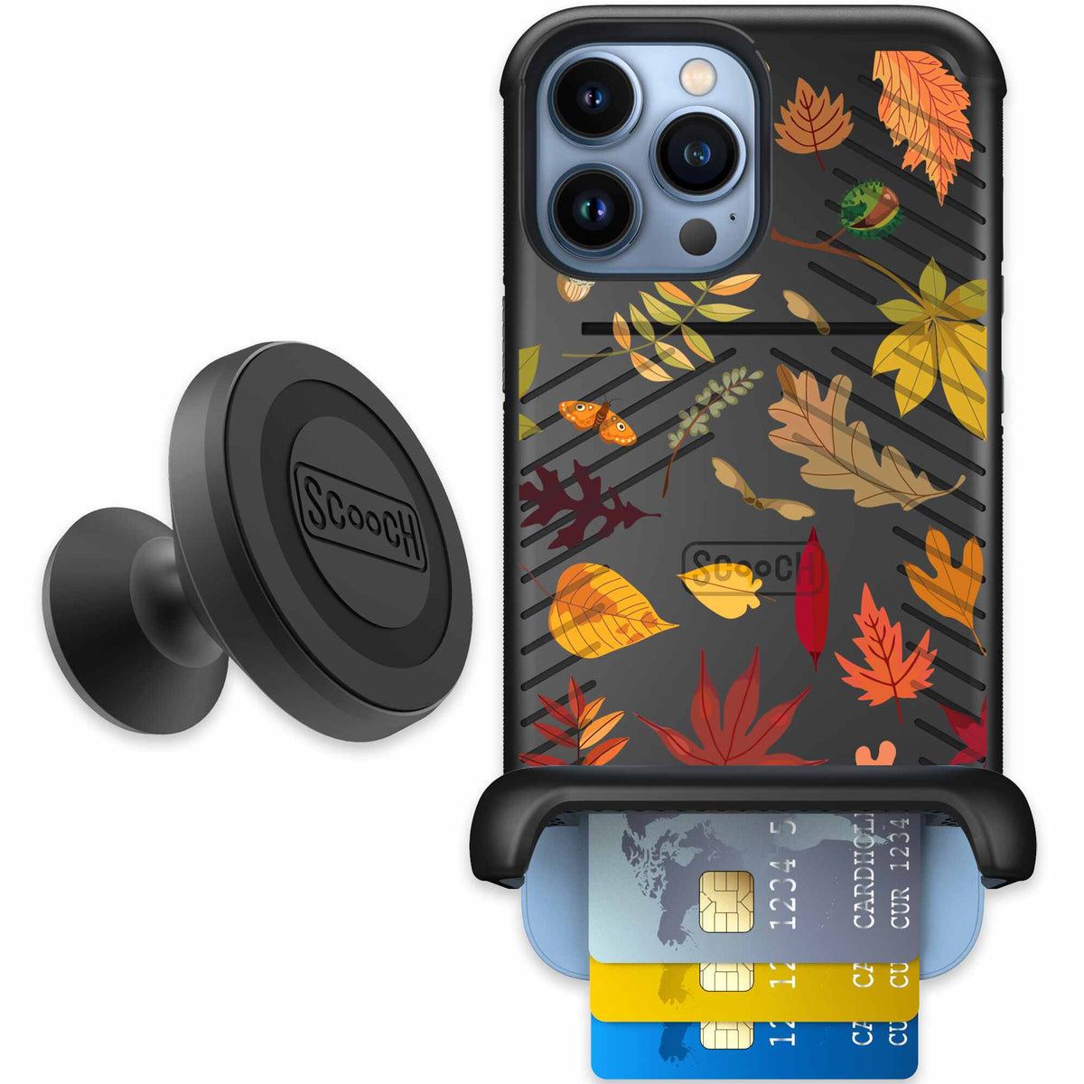 Autumn Leaves multicolored fall foliage pattern on a charcoal scoochzza Wingmate case for iPhone 13 Pro Max - Starter Bundle