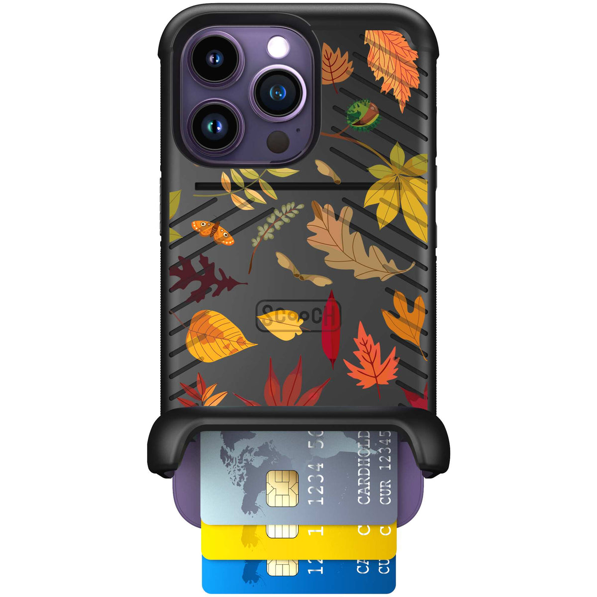 Autumn Leaves multicolored fall foliage pattern on a charcoal scoochzza Wingmate case for iPhone 14 Pro