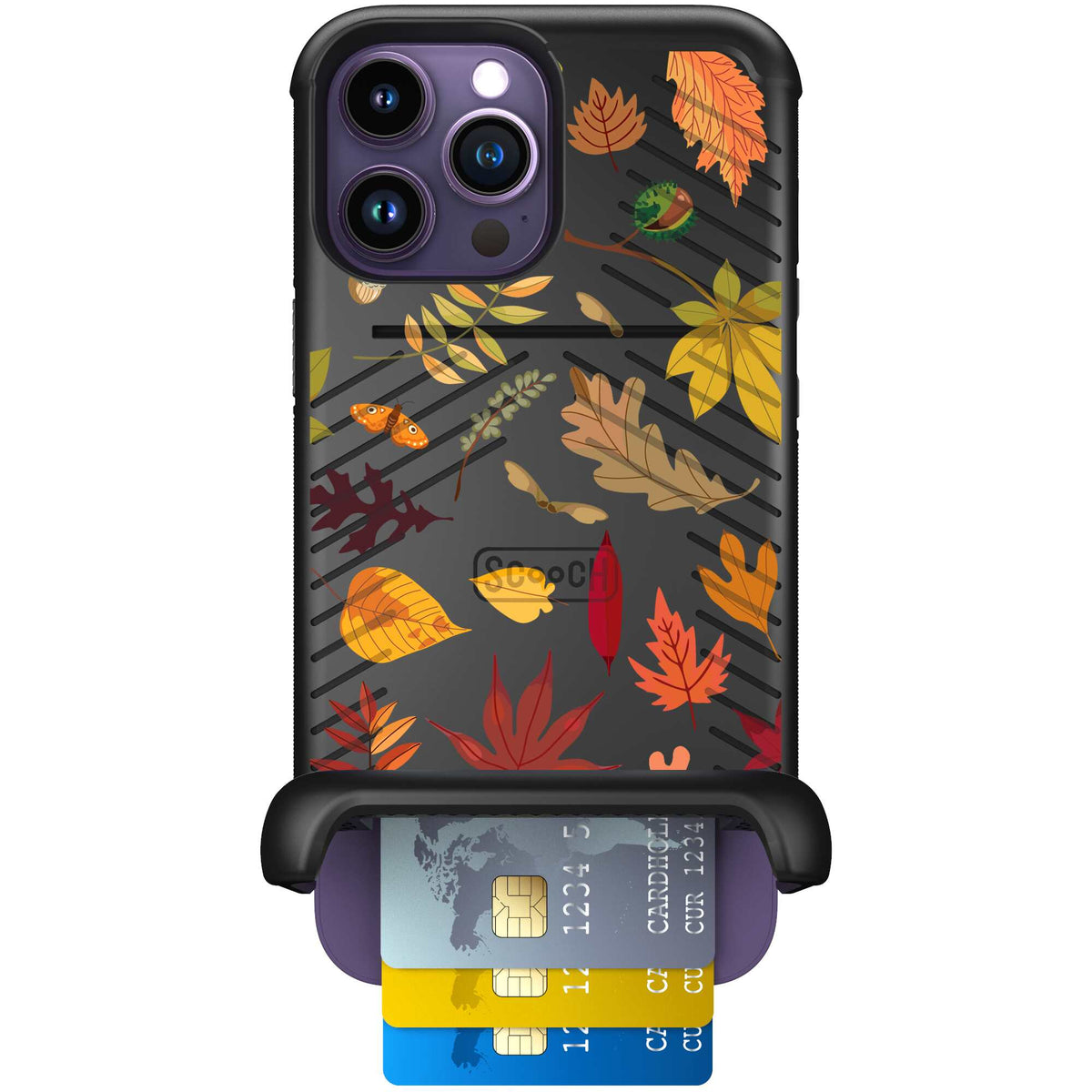 Autumn Leaves multicolored fall foliage pattern on a charcoal scoochzza Wingmate case for iPhone 14 Pro Max