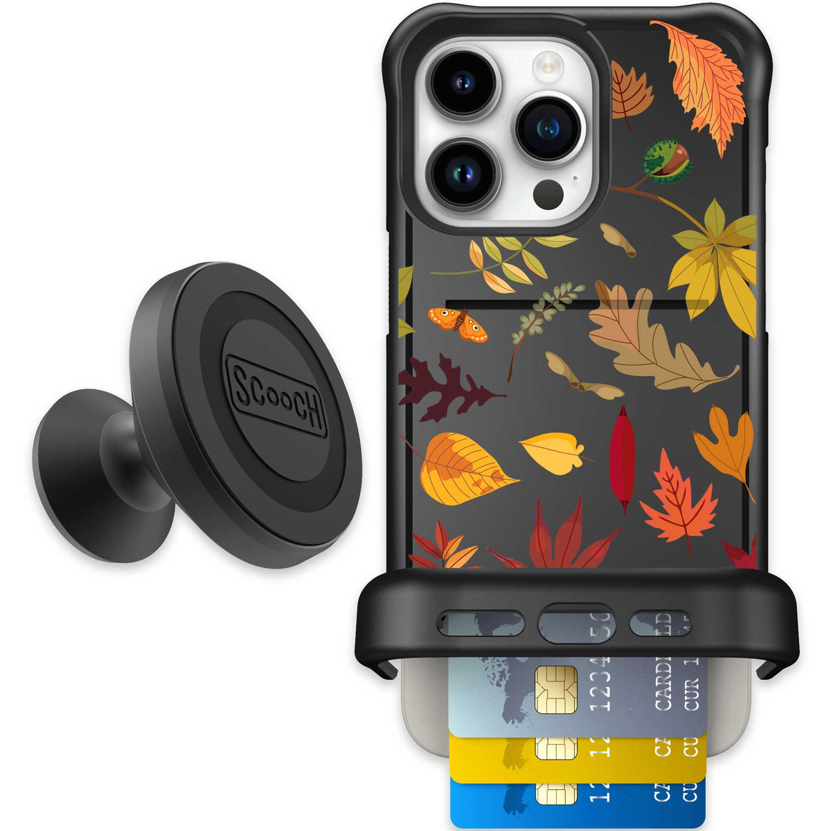 Autumn Leaves multicolored fall foliage pattern on a charcoal scoochzza Wingmate case for iPhone 15 Pro Max - Starter Bundle