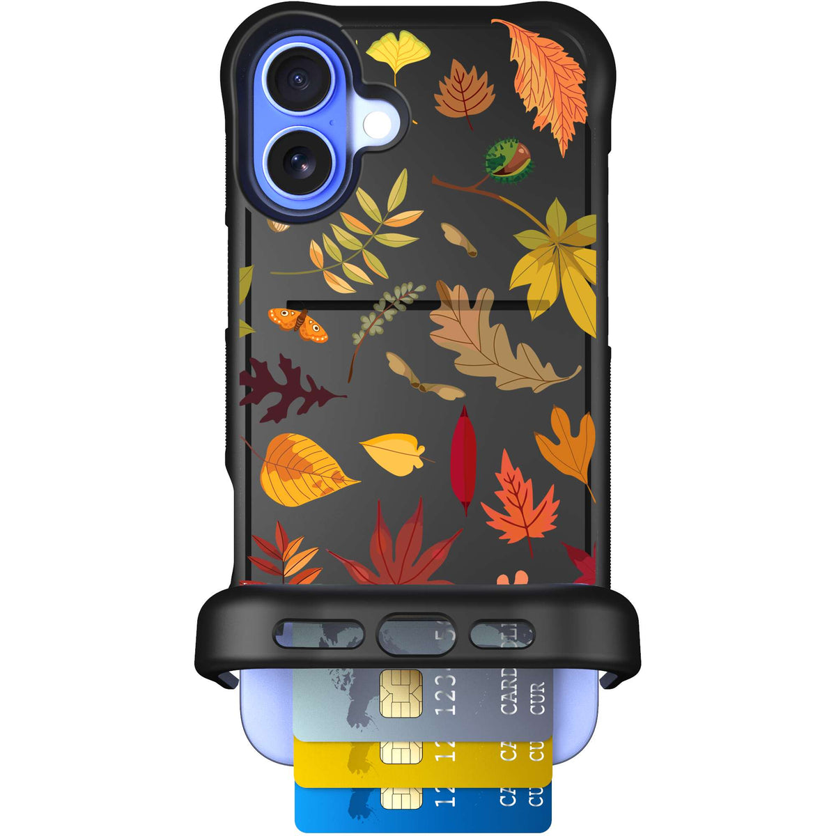 Autumn Leaves multicolored fall foliage pattern on a charcoal scoochzza Wingmate case for iPhone 16 Plus