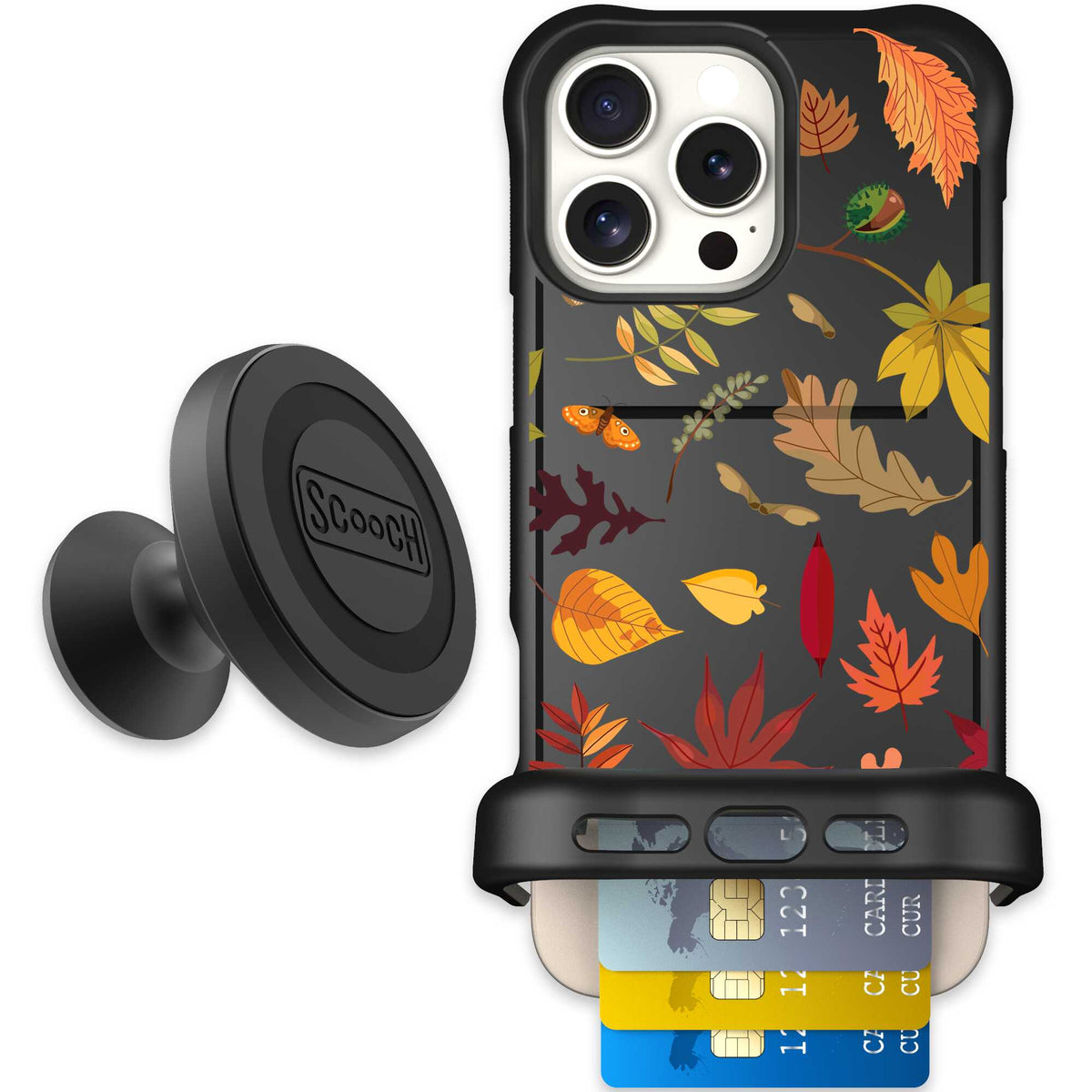 Autumn Leaves multicolored fall foliage pattern on a charcoal scoochzza Wingmate case for iPhone 16 Pro Max - Starter Bundle