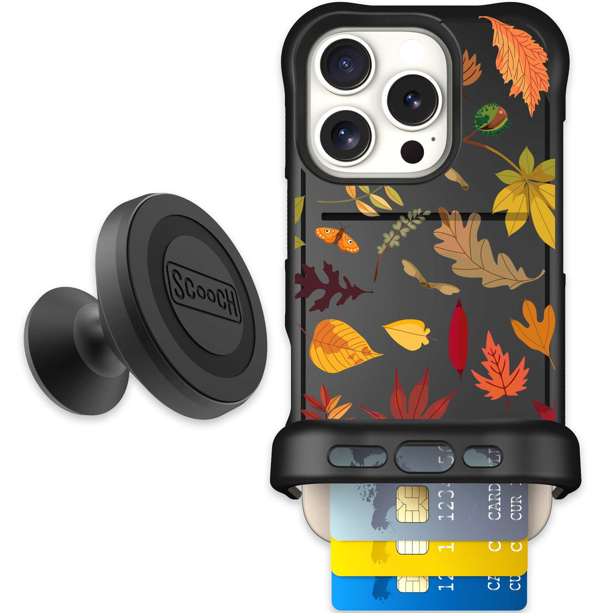 Autumn Leaves multicolored fall foliage pattern on a charcoal scoochzza Wingmate case for iPhone 16 Pro - Starter Bundle