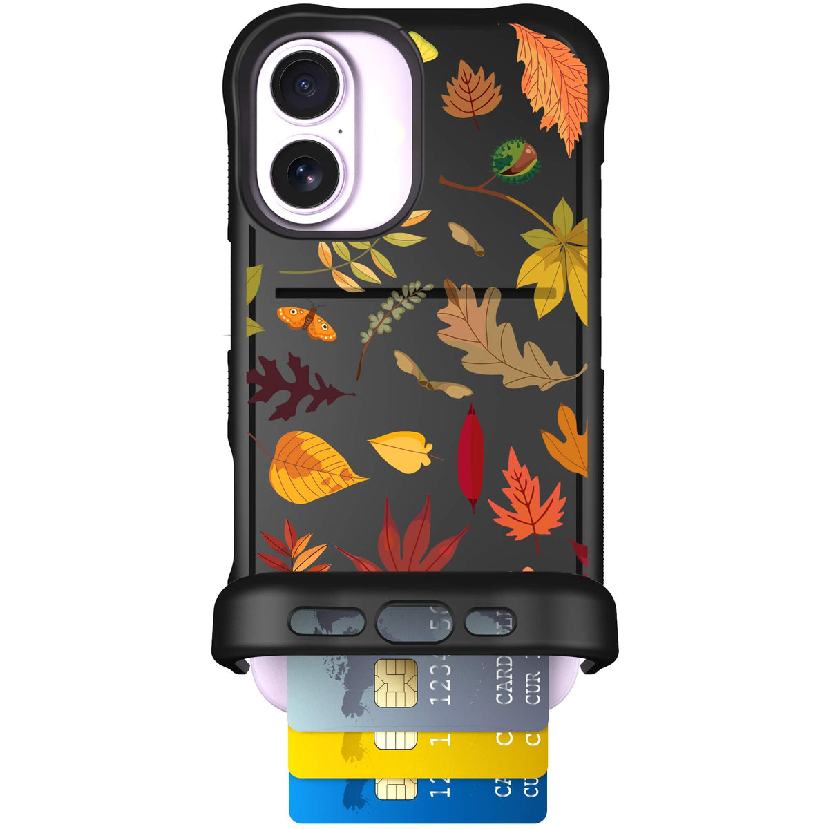 Autumn Leaves multicolored fall foliage pattern on a charcoal scoochzza Wingmate case for iPhone 17