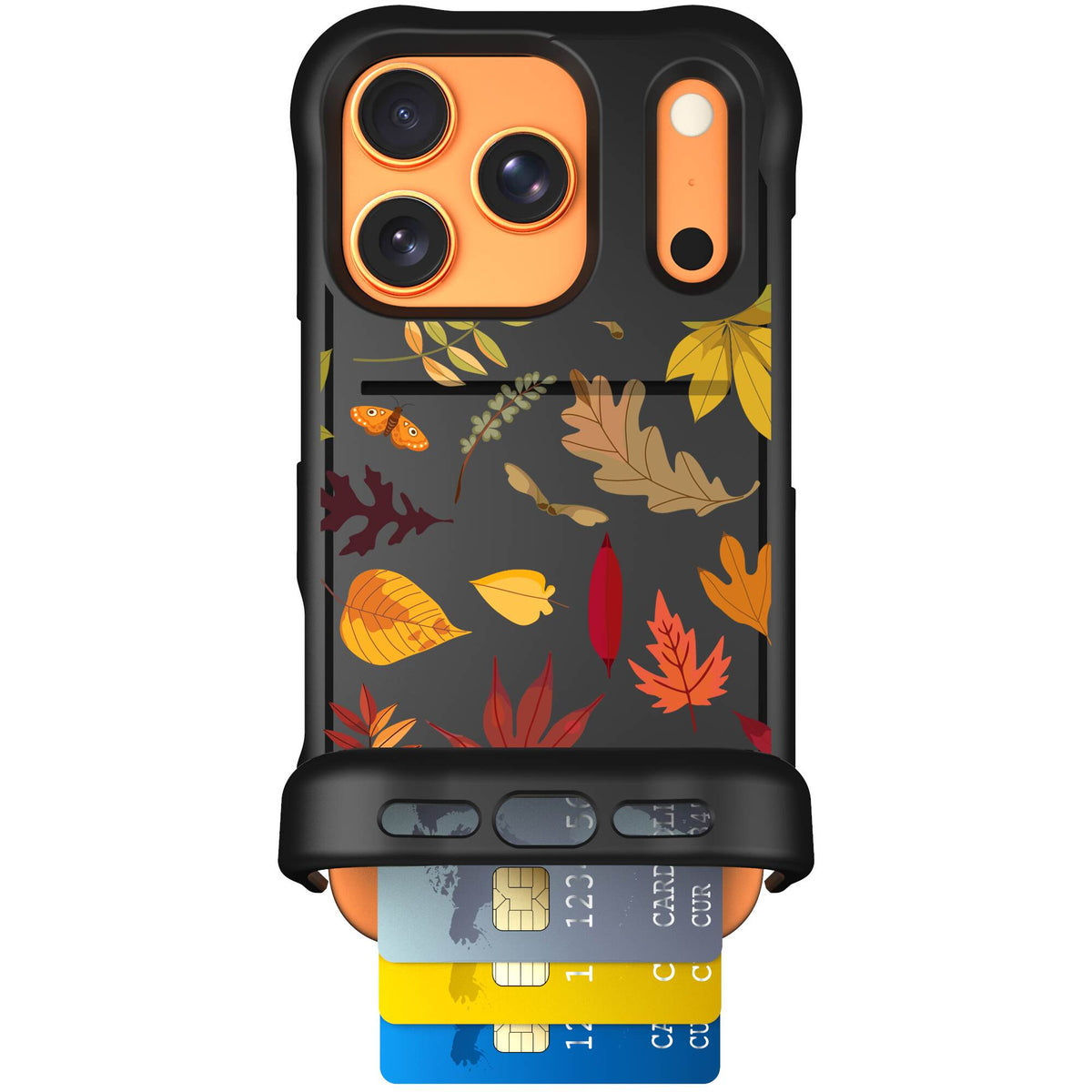 Autumn Leaves multicolored fall foliage pattern on a charcoal scoochzza Wingmate case for iPhone 17 Pro