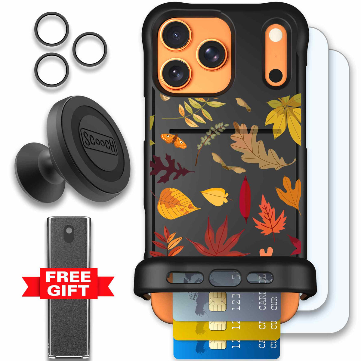 Autumn Leaves multicolored fall foliage pattern on a charcoal scoochzza Wingmate case for iPhone 17 Pro Max - Defender Bundle