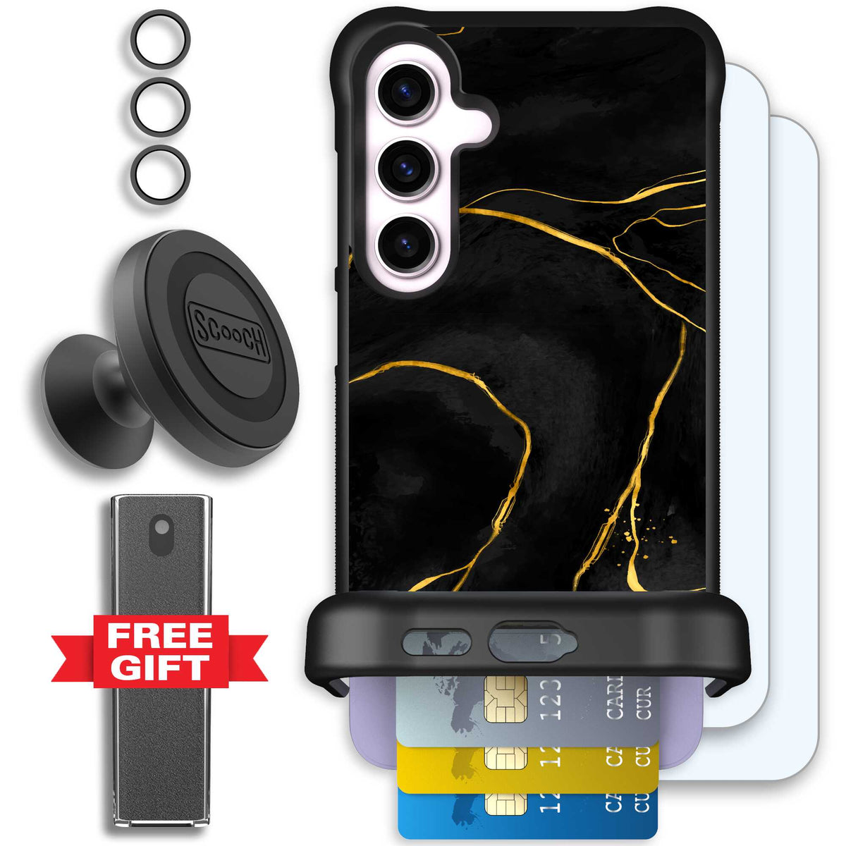 Wingmate Black Marble for Galaxy S24+ - Defender Bundle