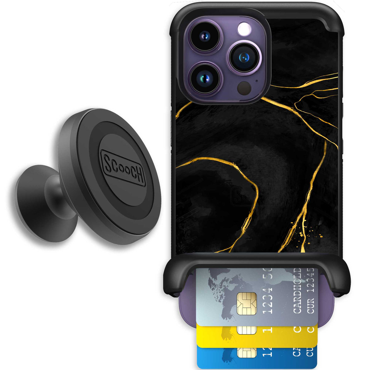 Wingmate Black Marble for iPhone 14 Pro - Starter Bundle