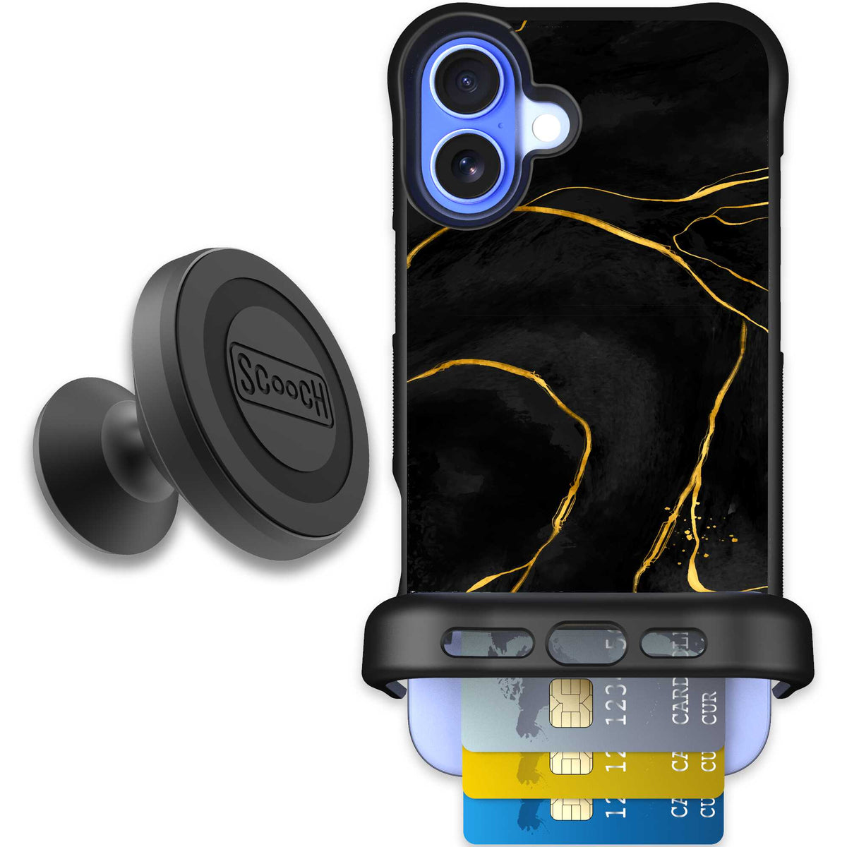 Wingmate Black Marble for iPhone 16 Plus - Starter Bundle