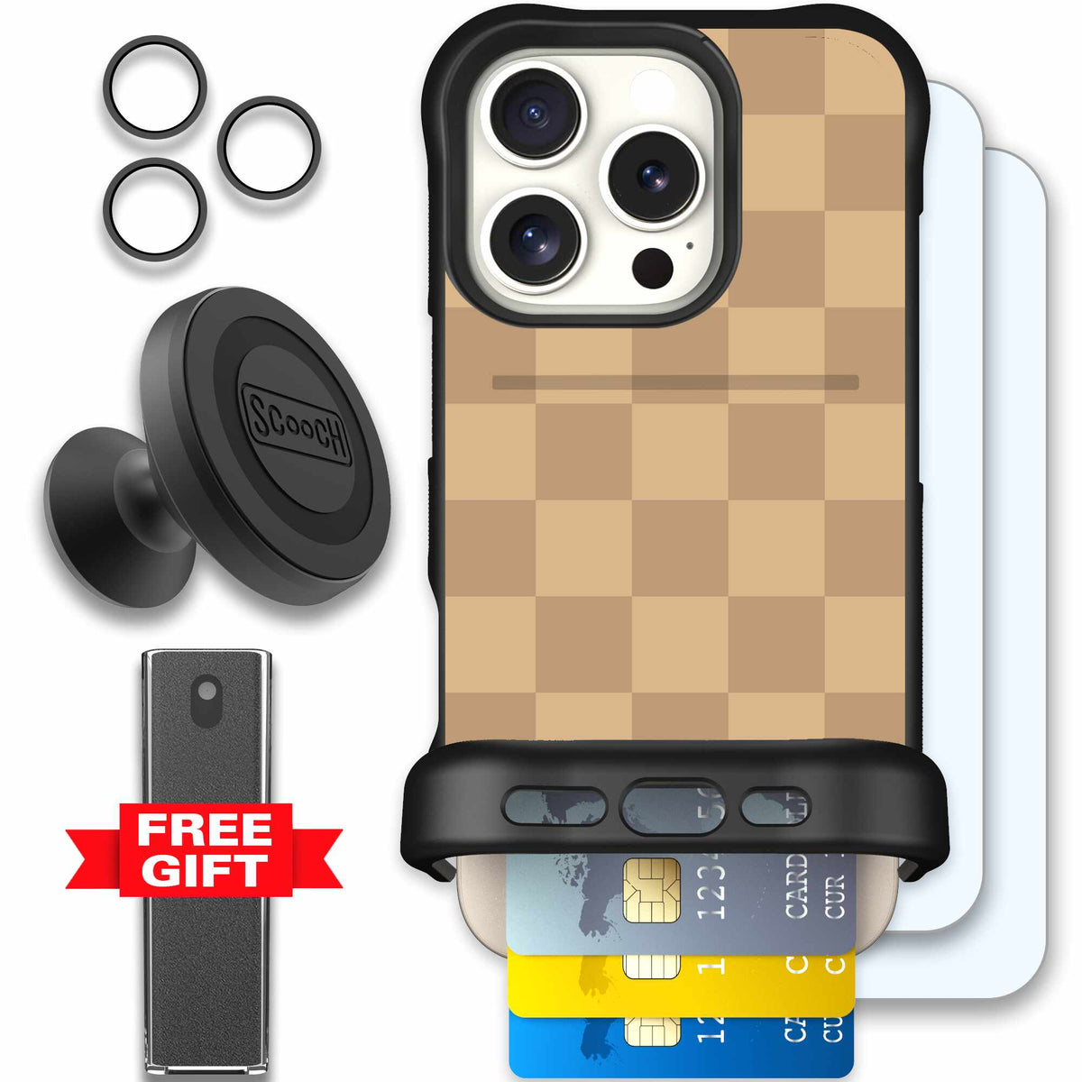 Checkered Beige | website | iPhone 16 Pro | Defender Bundle