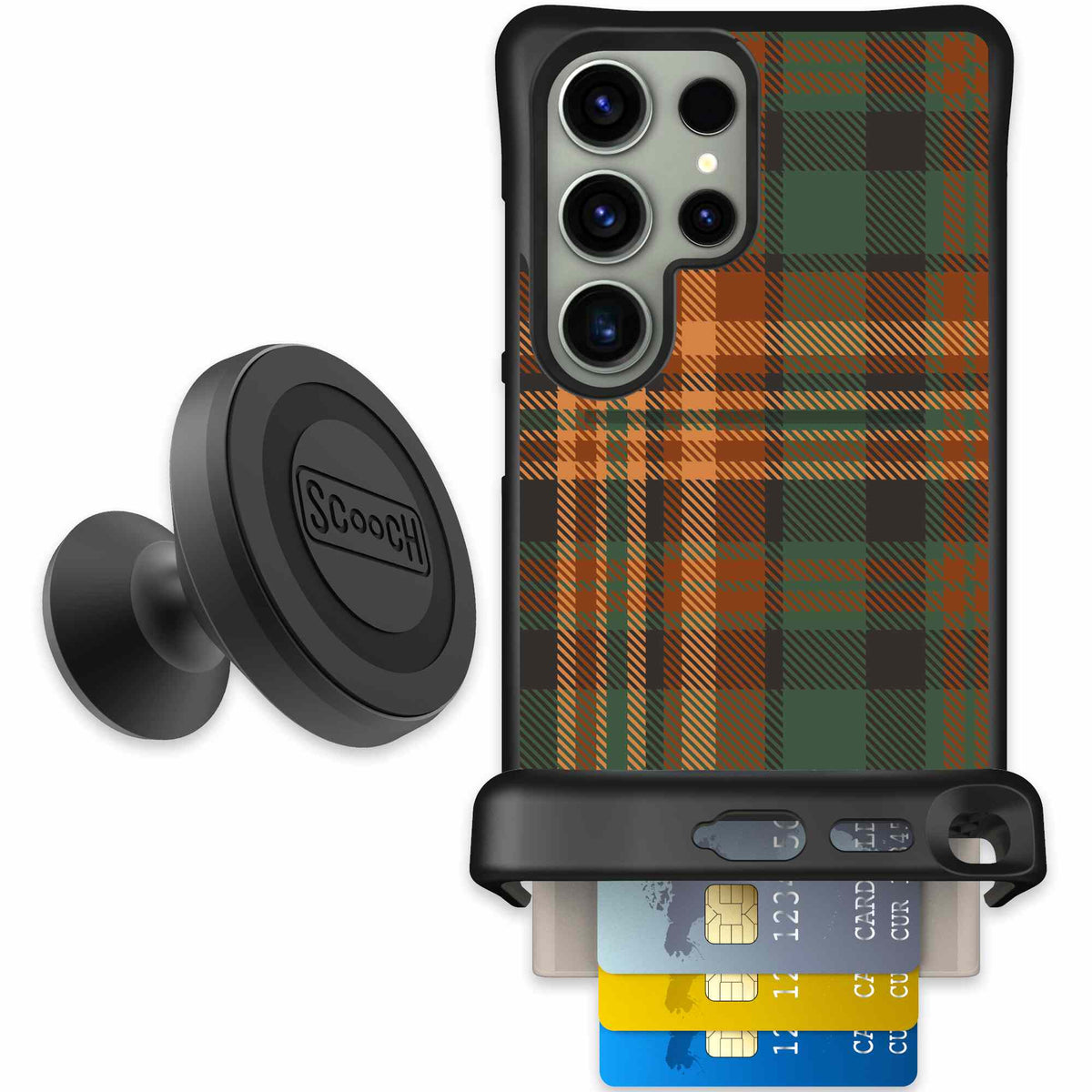 Fall Flannel orange and brown plaid pattern on a scoochzza Wingmate case for Galaxy S24 Ultra - Starter Bundle