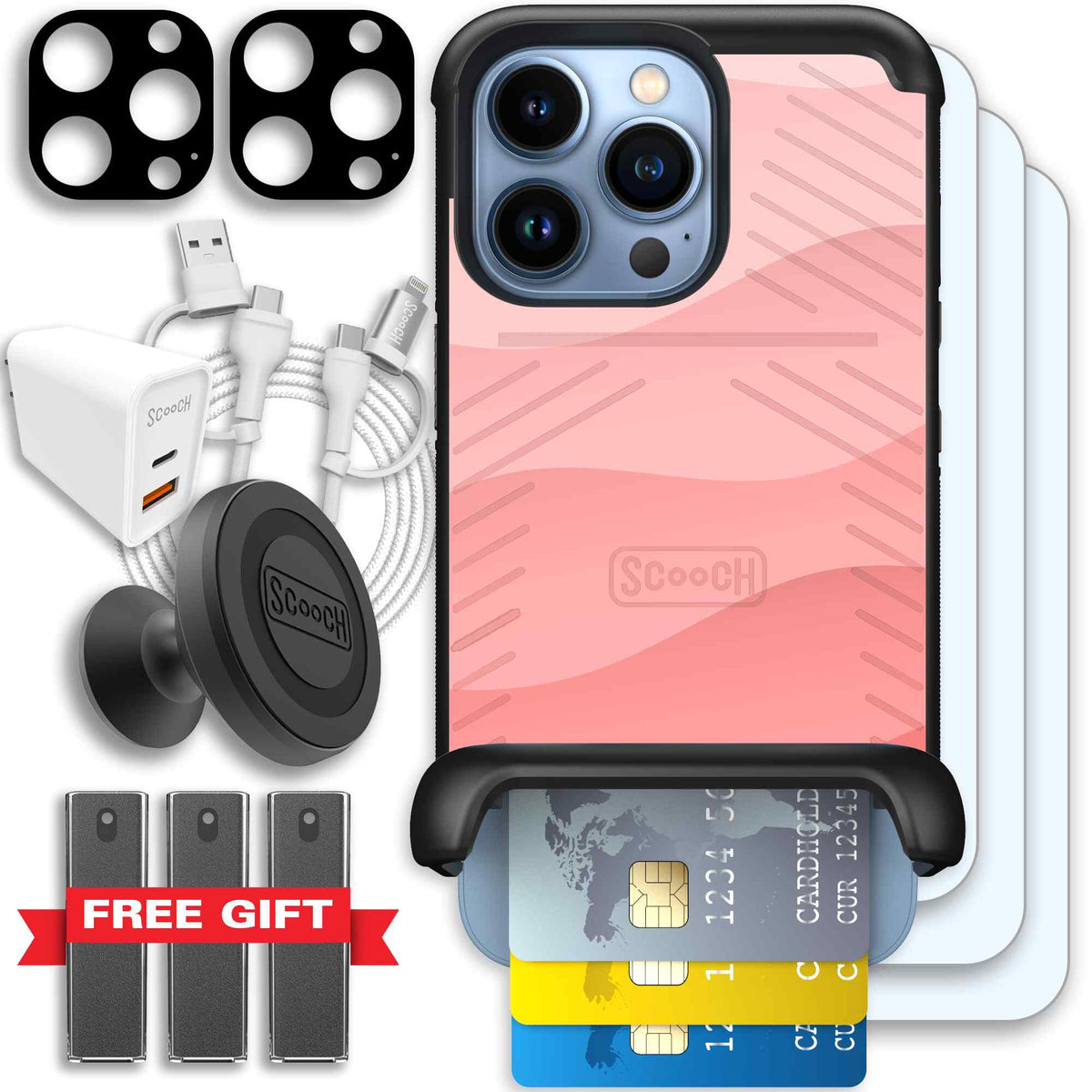 Wingmate Pink Waves for iPhone 13 Pro - Ultimate Bundle