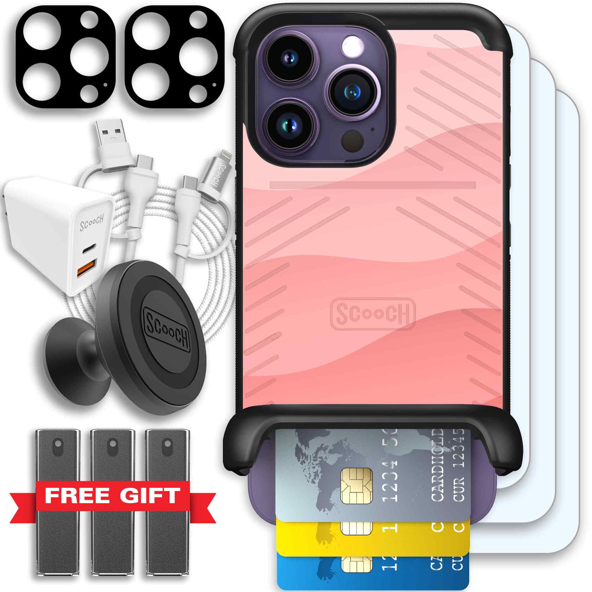 Wingmate Pink Waves for iPhone 14 Pro - Ultimate Bundle