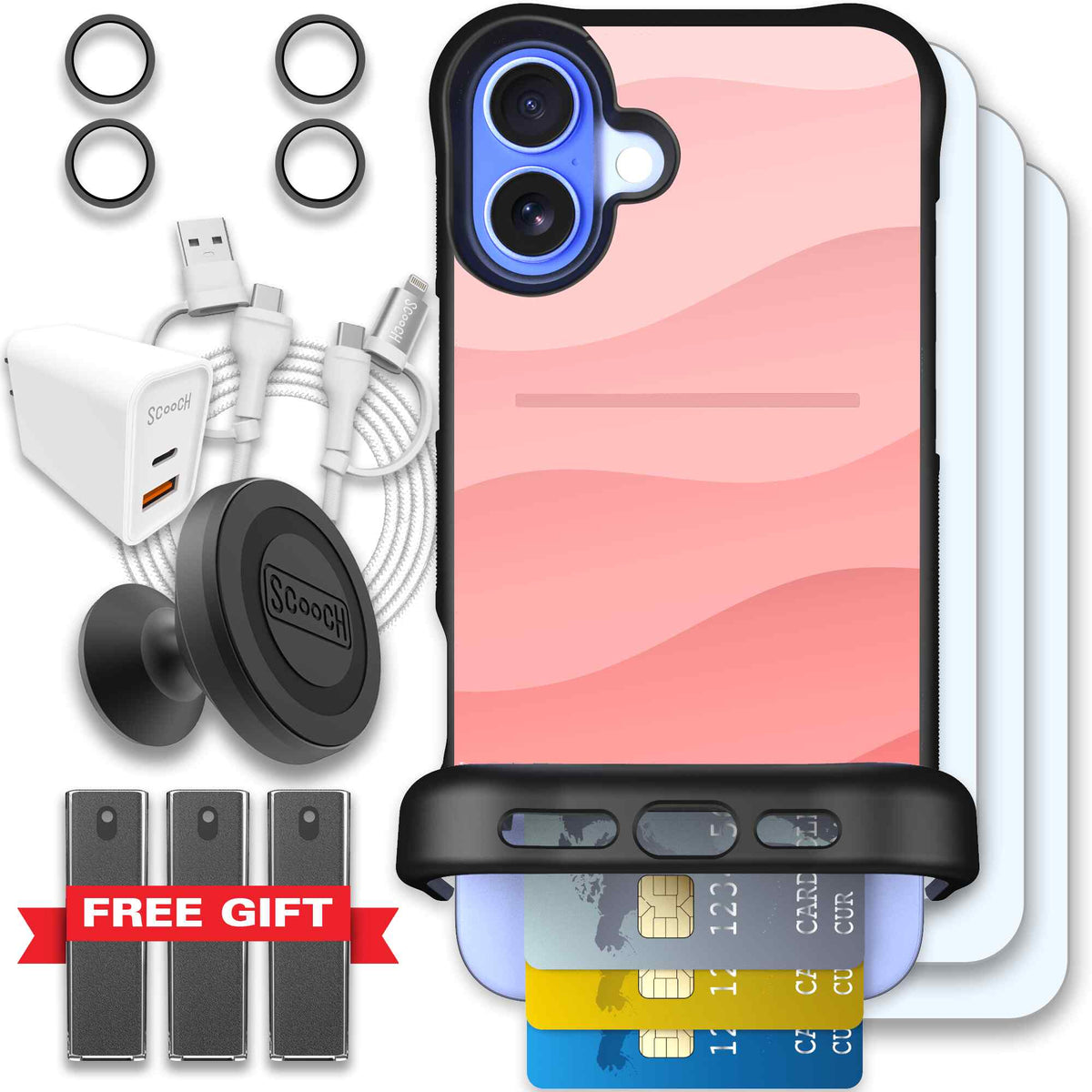 Wingmate Pink Waves for iPhone 16 Plus - Ultimate Bundle