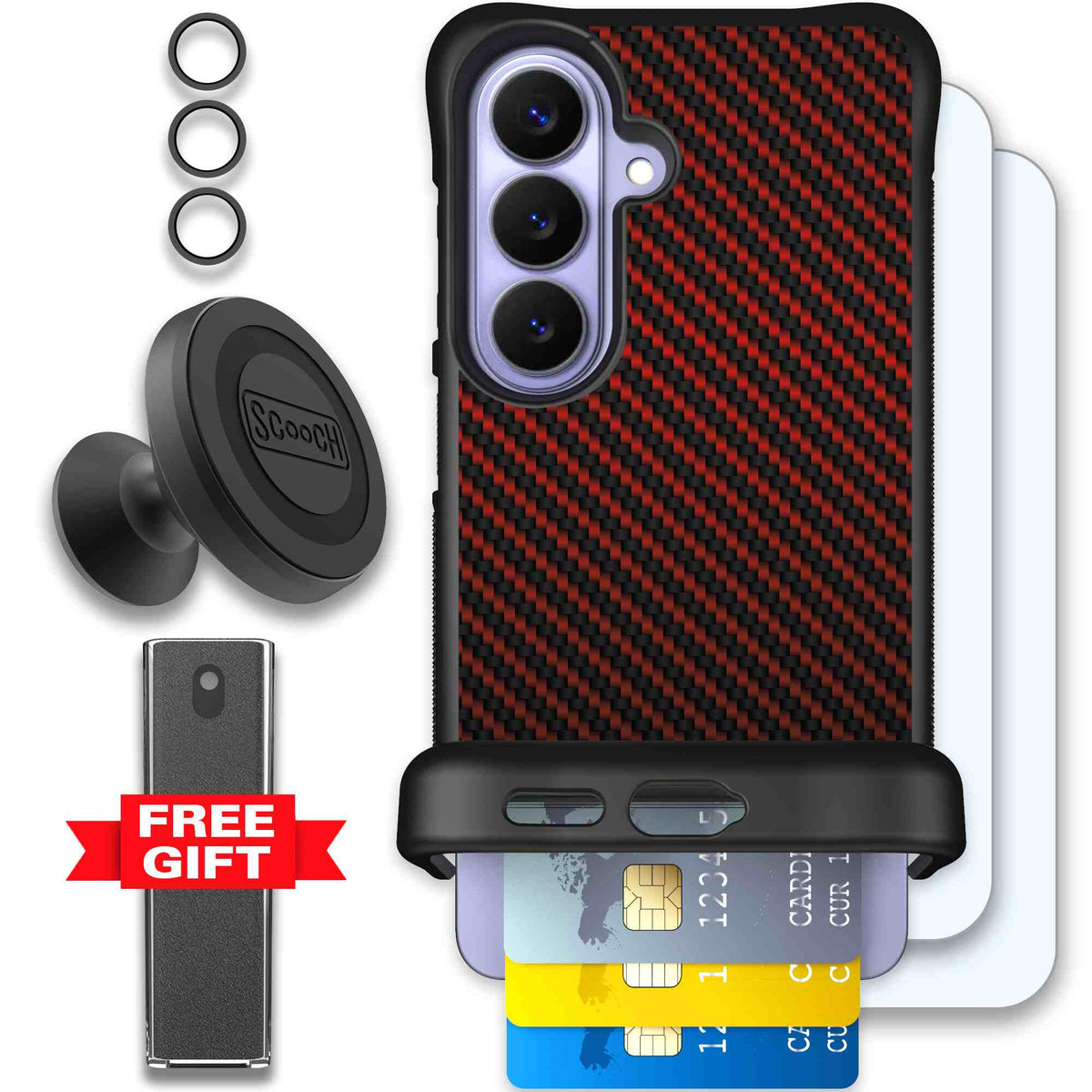 Red Carbon Fiber | website | Galaxy S26 | Defender Bundle