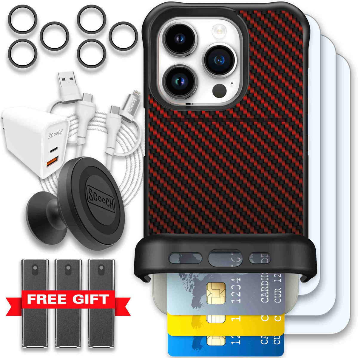 Red Carbon Fiber | website | iPhone 15 Pro | Ultimate Bundle