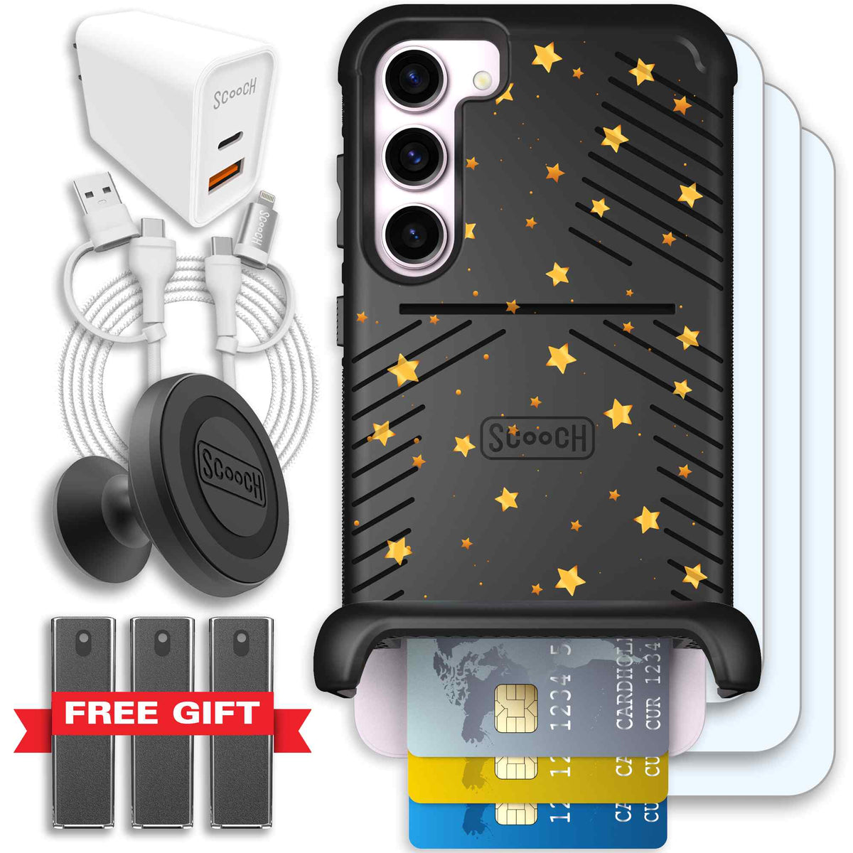 Wingmate Gold Stars for Galaxy S23+ - Ultimate Bundle