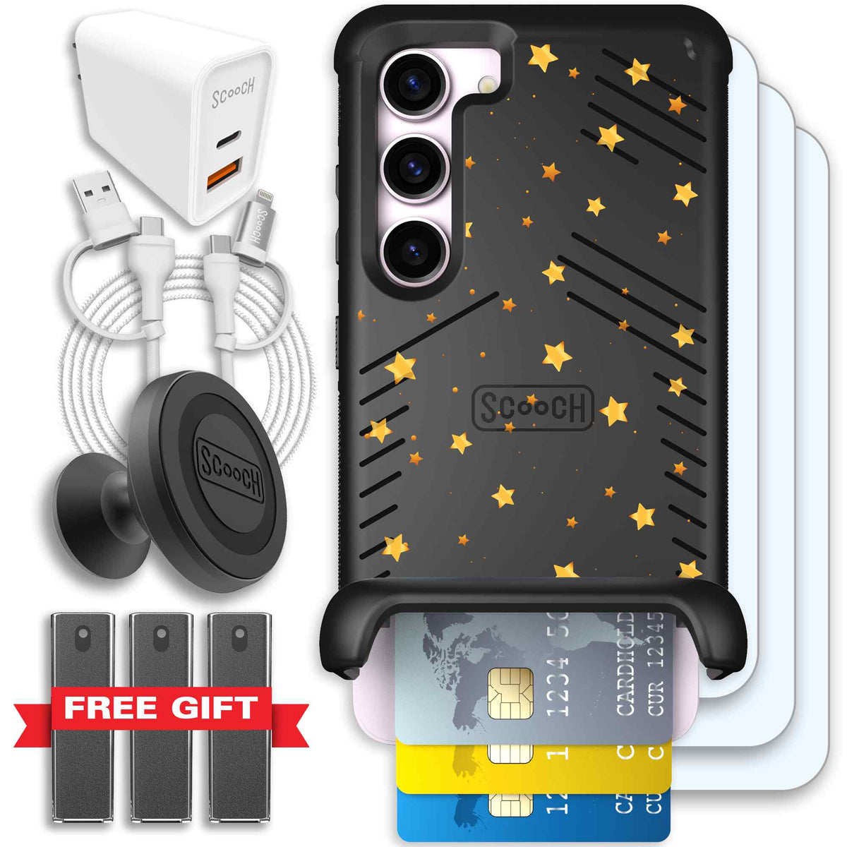 Wingmate Gold Stars for Galaxy S23 - Ultimate Bundle
