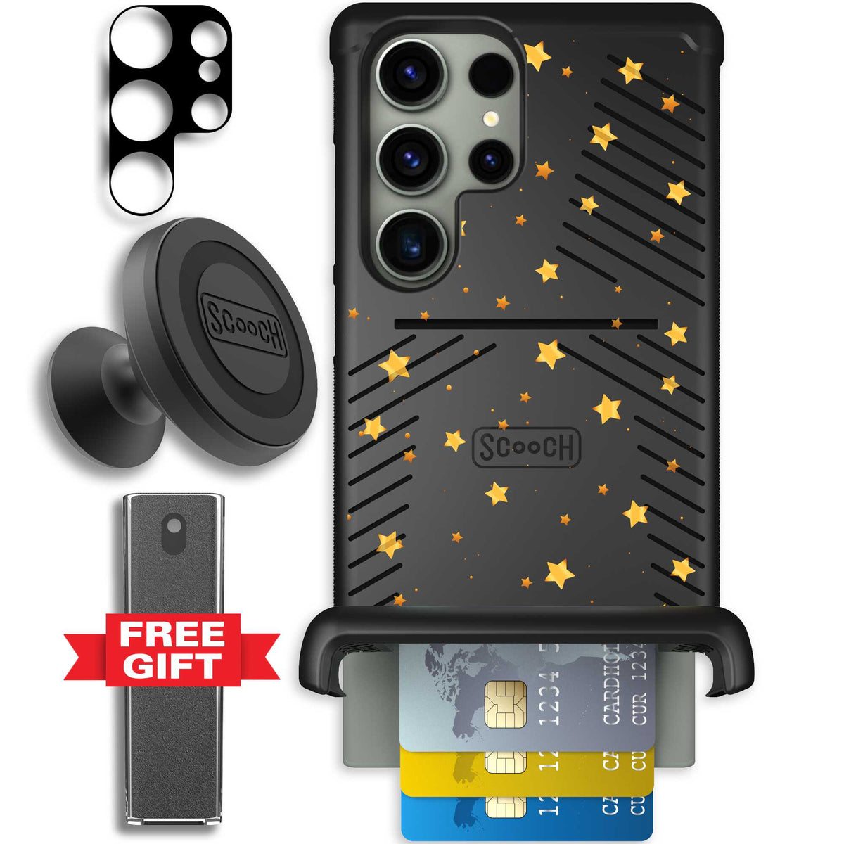 Wingmate Gold Stars for Galaxy S23 Ultra - Defender Bundle