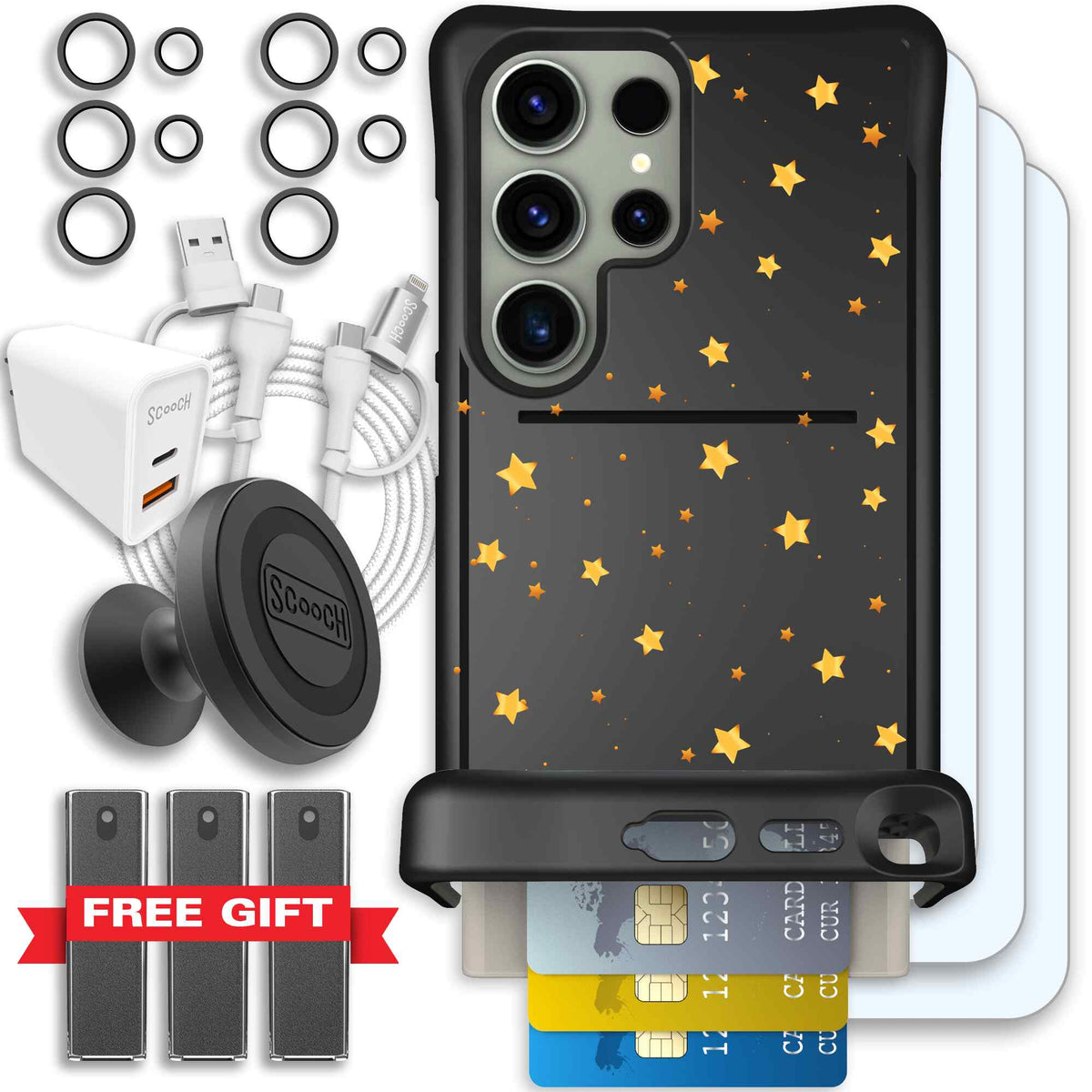 Wingmate Gold Stars for Galaxy S24 Ultra - Ultimate Bundle