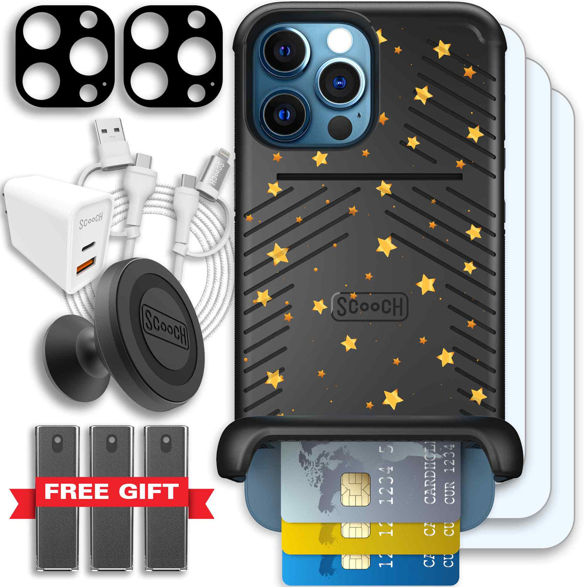 Wingmate Gold Stars for iPhone 12 Pro - Ultimate Bundle