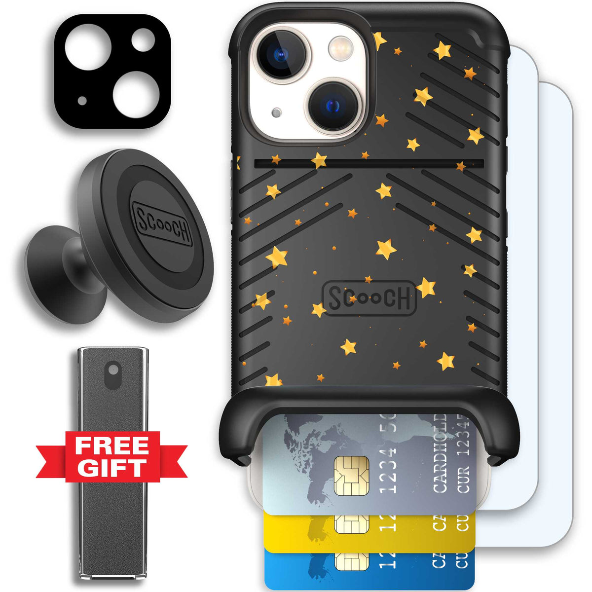 Wingmate Gold Stars for iPhone 13 mini - Defender Bundle