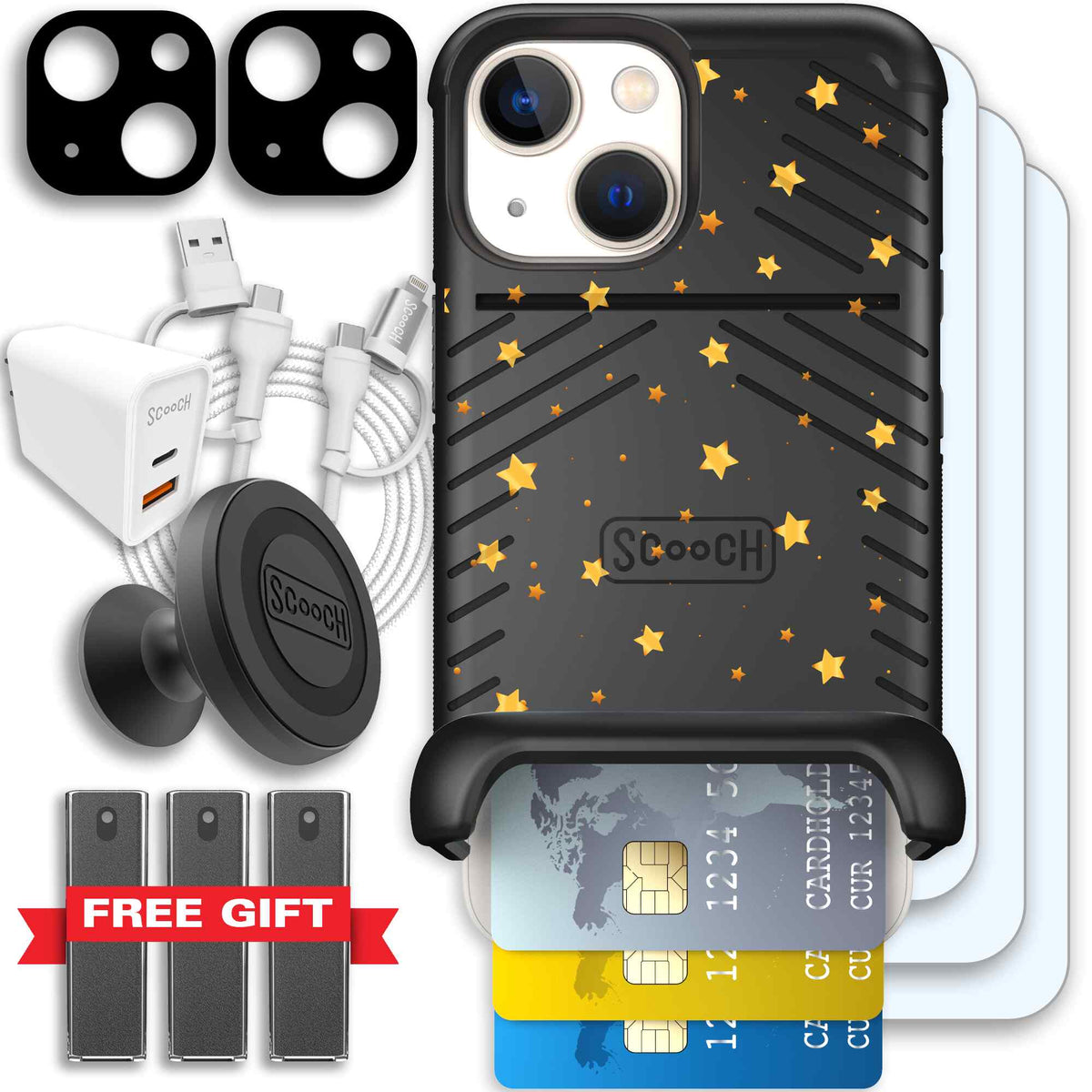 Wingmate Gold Stars for iPhone 13 mini - Ultimate Bundle