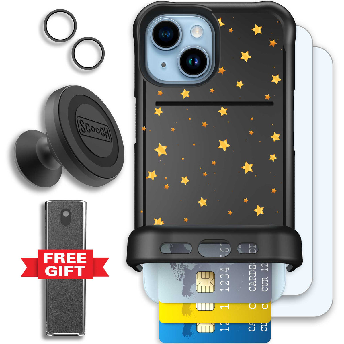 Wingmate Gold Stars for iPhone 15 - Defender Bundle