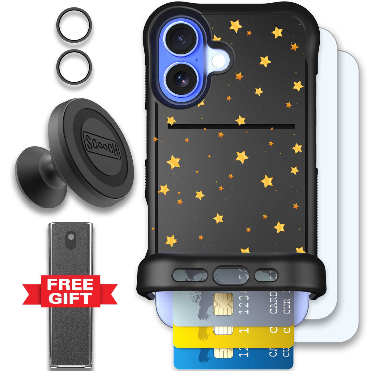 Wingmate Gold Stars for iPhone 16 - Defender Bundle
