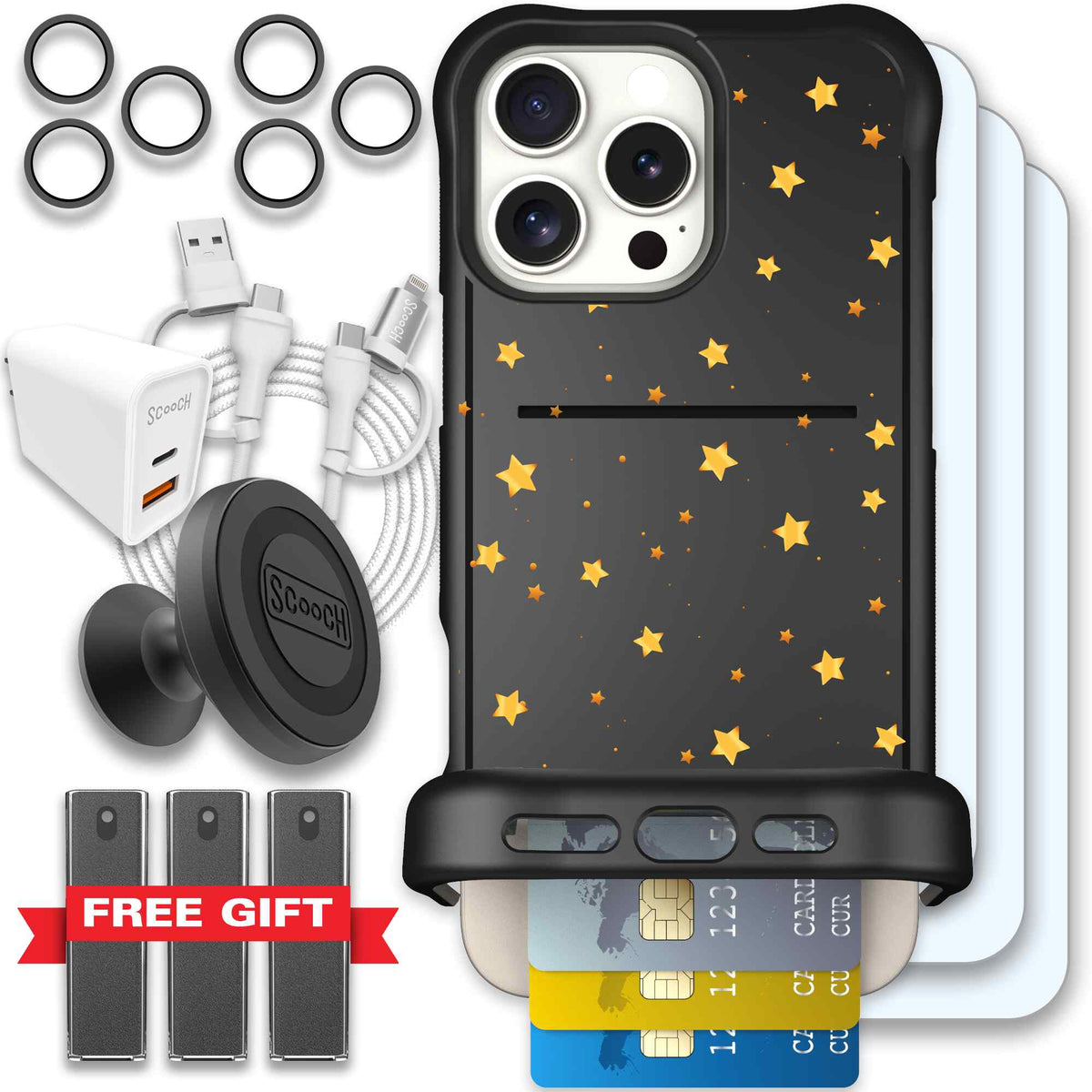 Wingmate Gold Stars for iPhone 16 Pro Max - Ultimate Bundle