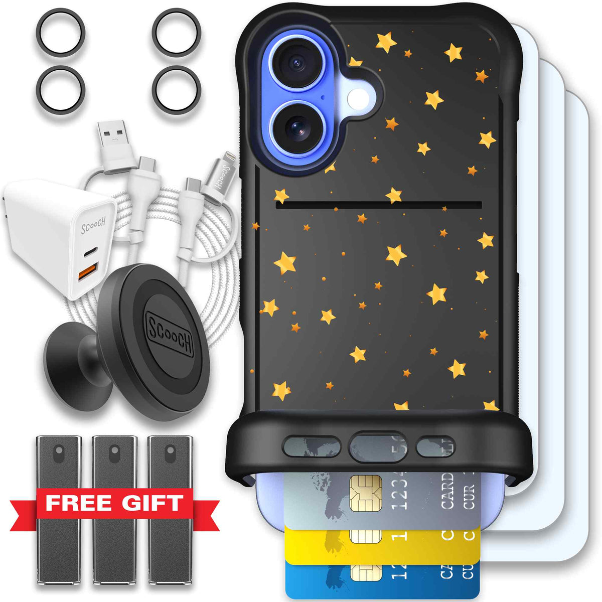 Wingmate Gold Stars for iPhone 16 - Ultimate Bundle