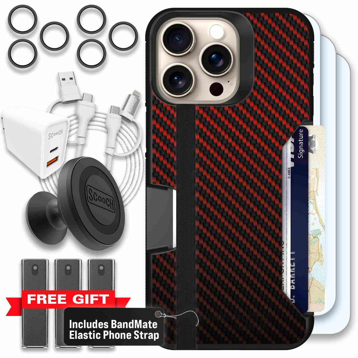Red Carbon Fiber | website | iPhone 15 Pro Max | Ultimate Bundle