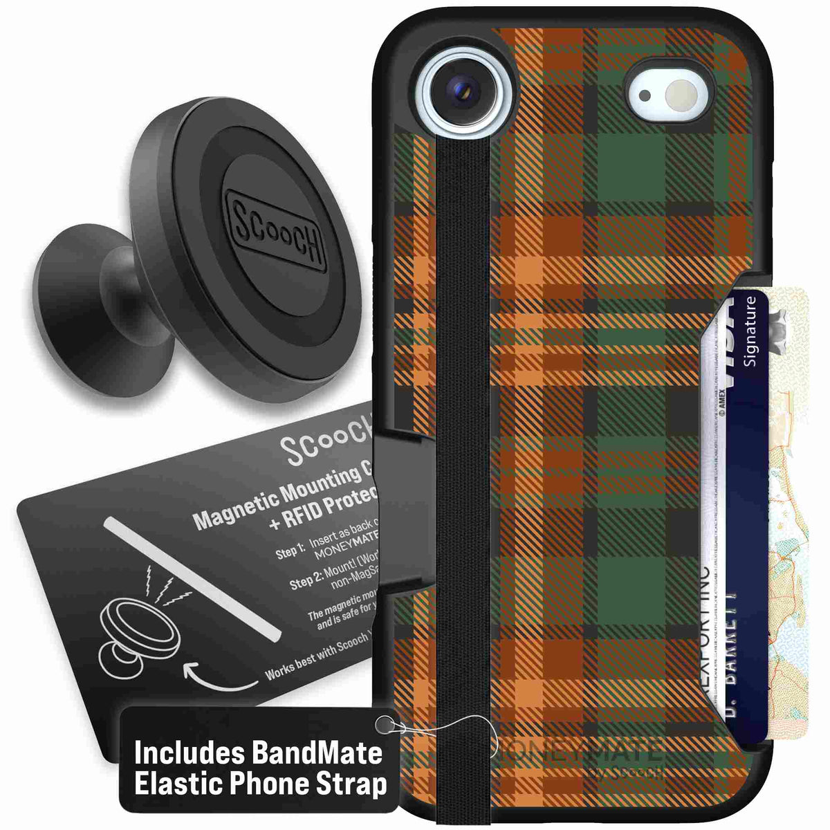 Fall Flannel orange and brown plaid pattern on a scoochzza Moneymate case for iPhone Air - Starter Bundle