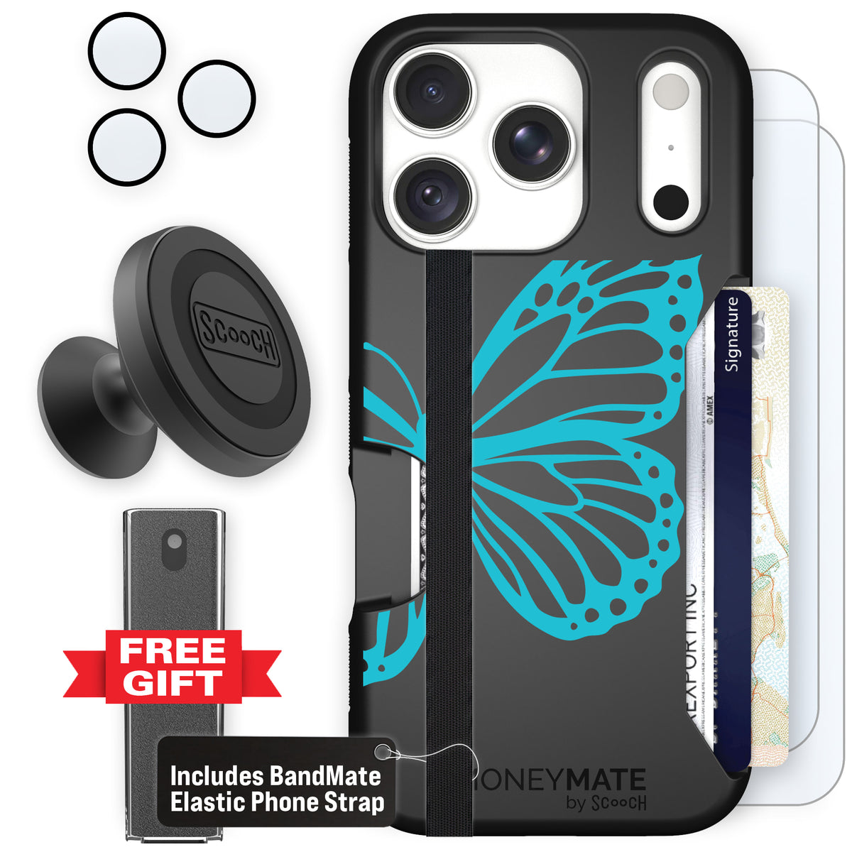 Moneymate Azure Butterfly for iPhone 18 Pro — Defender Bundle