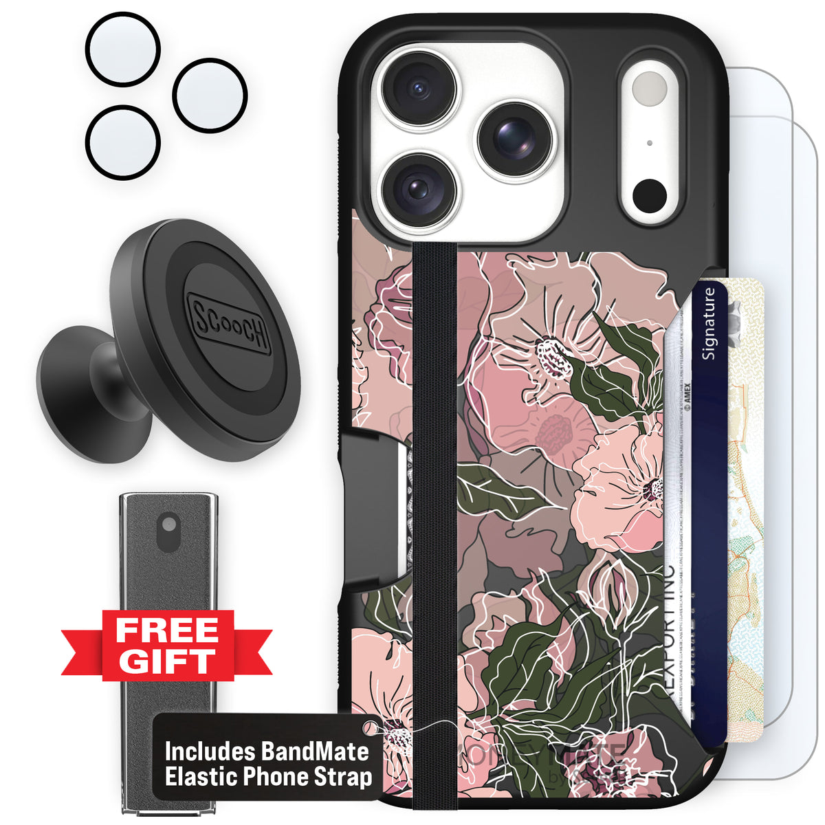 Moneymate Blush Botanical for iPhone 18 Pro — Defender Bundle
