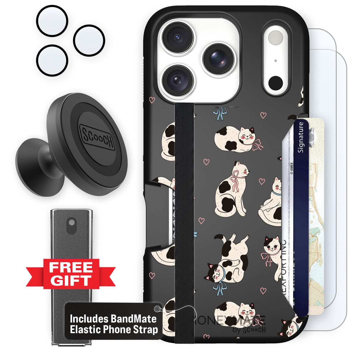 Moneymate Bow Kitties for iPhone 18 Pro — Defender Bundle