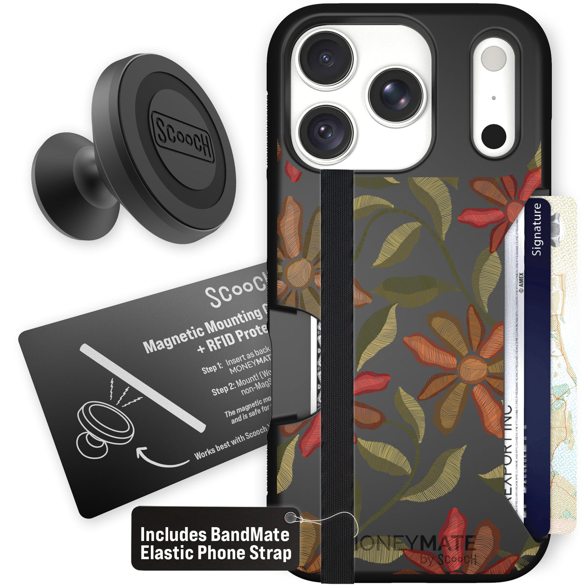 Moneymate Floral Tapestry for iPhone 18 Pro — Starter Bundle