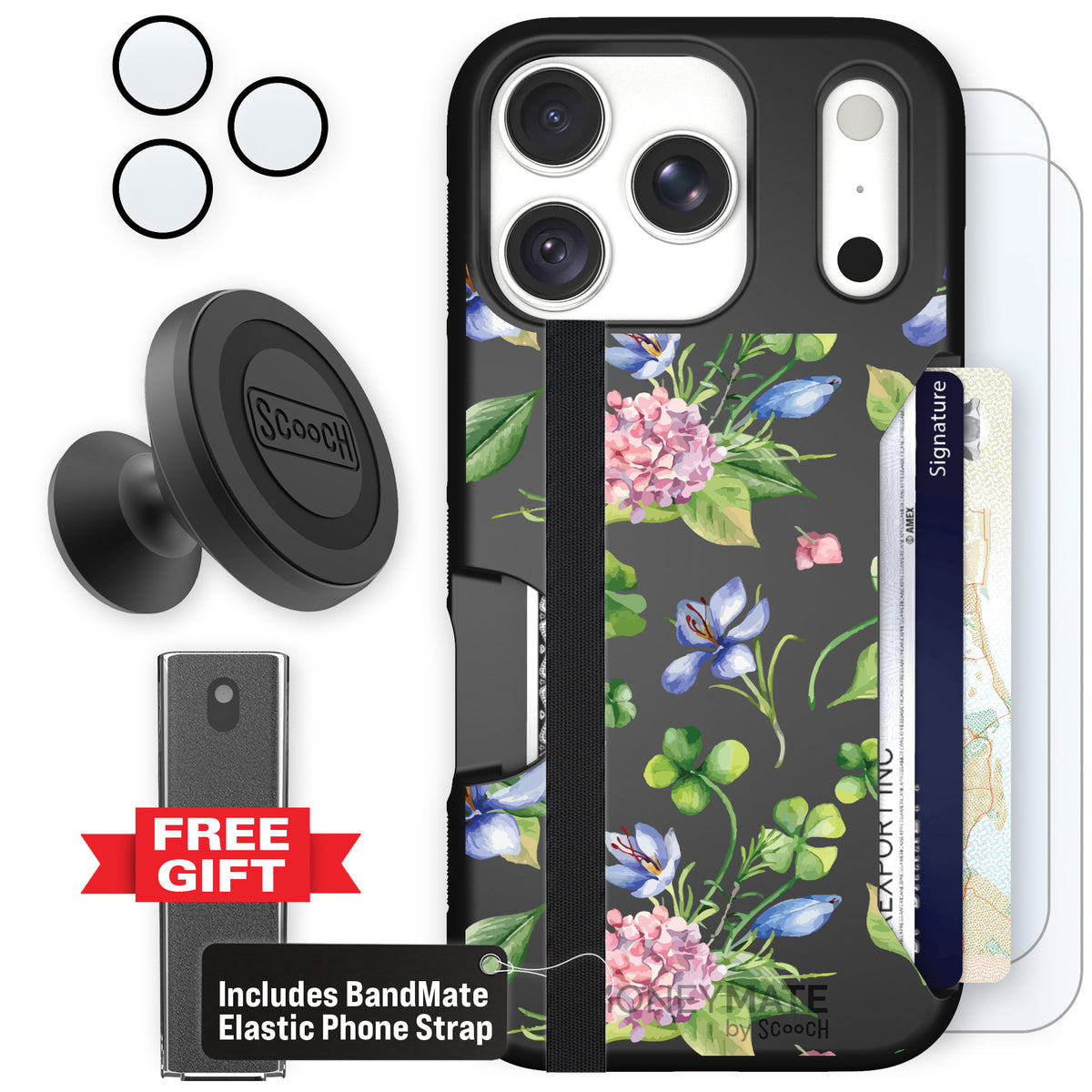 Moneymate Lucky Hydrangea for iPhone 18 Pro — Defender Bundle