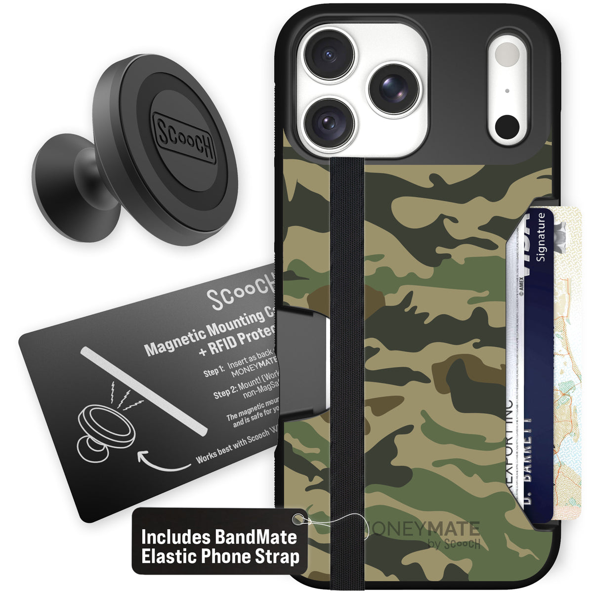 Moneymate Classic Camo for iPhone 18 Pro Max — Starter Bundle