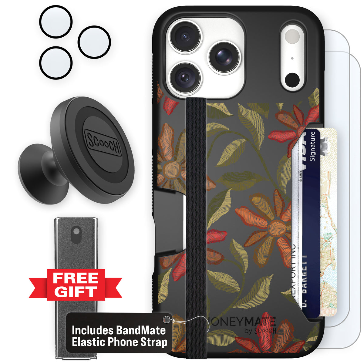 Moneymate Floral Tapestry for iPhone 18 Pro Max — Defender Bundle
