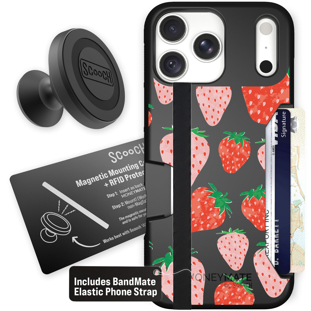 Moneymate Strawberry Fields for iPhone 18 Pro Max — Starter Bundle
