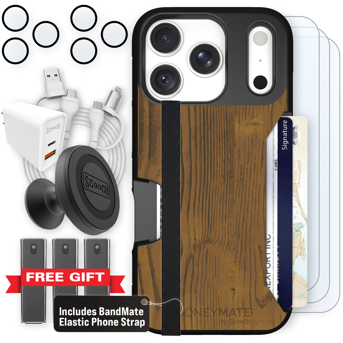 Moneymate Wood Grain for iPhone 18 Pro — Ultimate Bundle