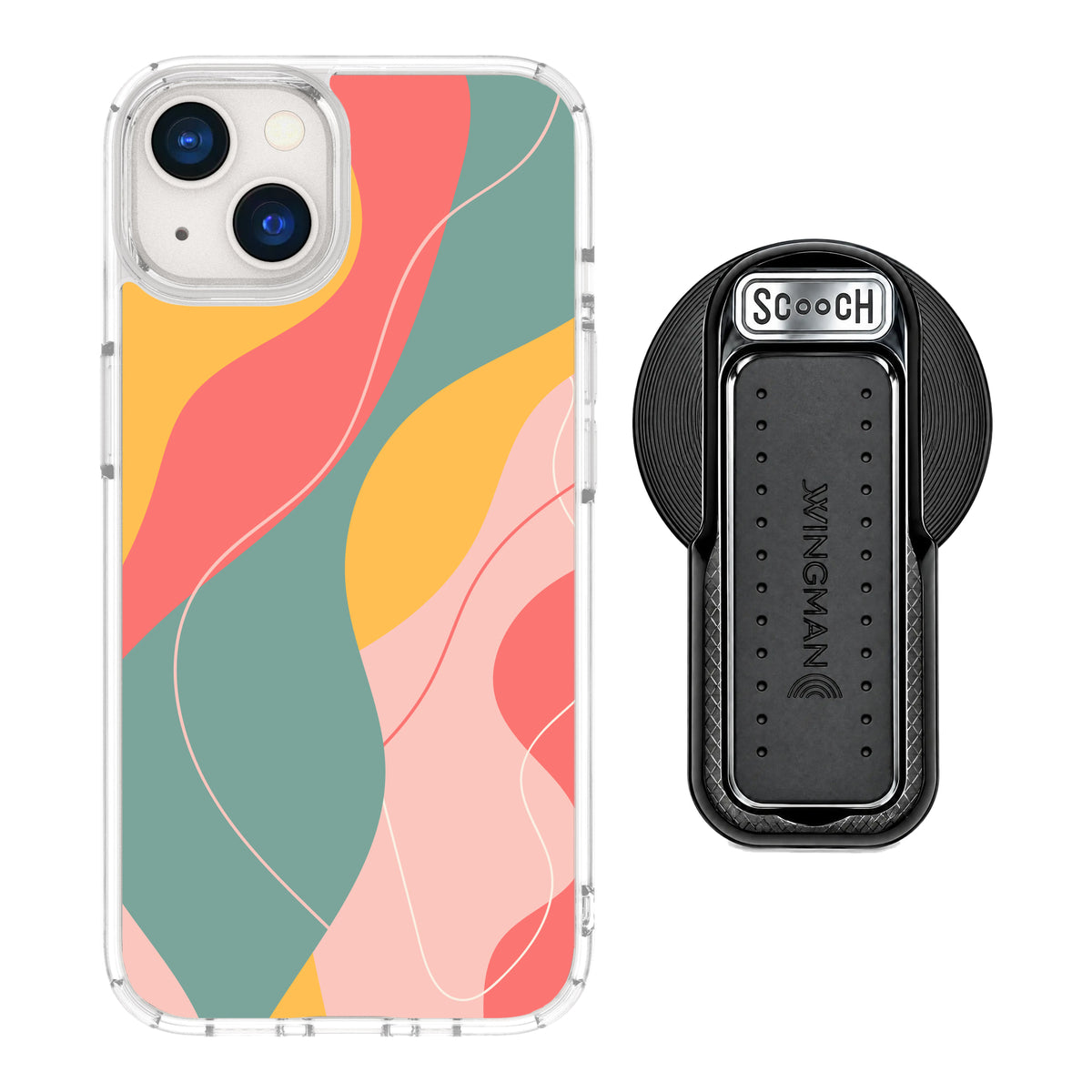 MagCase Abstract Pastel for iPhone 13 with Black Wingback for MagSafe