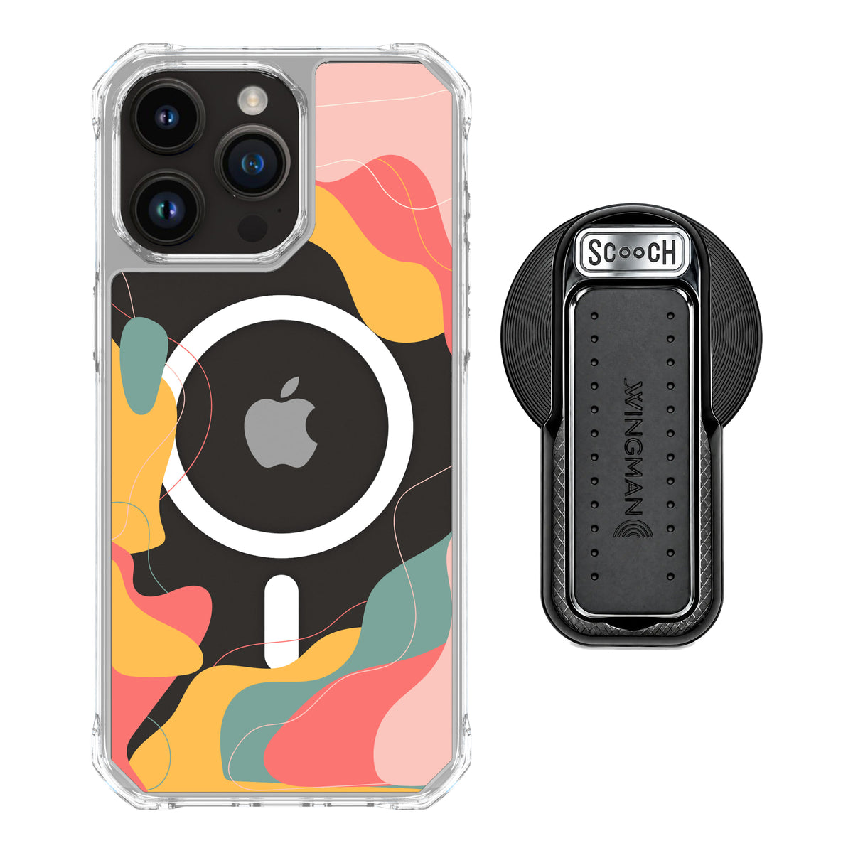 MagCase Abstract Pastel for iPhone 15 Pro Max with Black Wingback for MagSafe